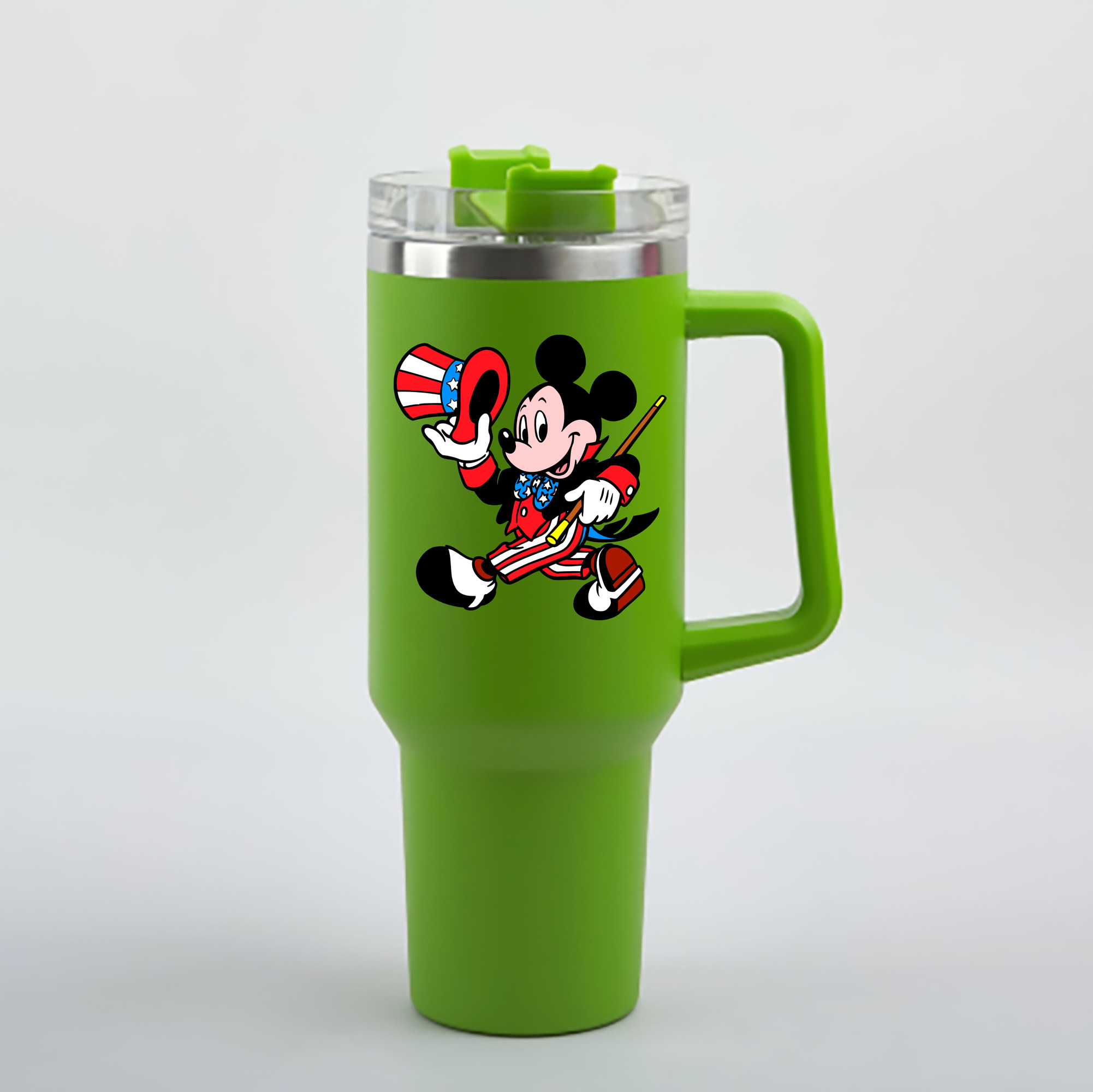 （画像用） ミッキーマウス Mickey Mouse 1200mL車用タンブラー - クリスタルステッカー（プラスチックストロー付き）